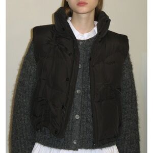 Sinoon Ribbon Detail Puffer Vest Black